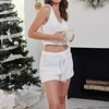 BELLA DAHL FUZZY SWEATER SHORT IN WINTER WHITE