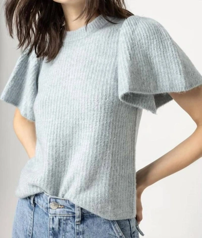 Lilla P Flutter Sleeve Crewneck Sweater In Frost In Grey