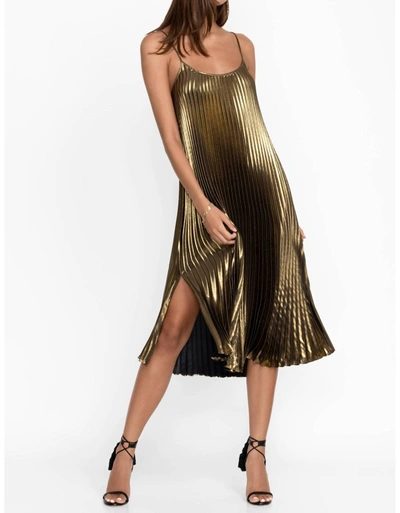 Johnny Was Gold Gem Pleated Midi Dress