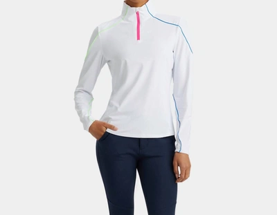 G/fore Offset Stripe Tech Jersey Quarter Zip Pullover In Snow In White