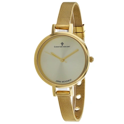 Christian Van Sant Women's Gold Dial Watch In White
