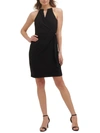 Kensie Dresses Womens Metallic Neck Mini Halter Dress In Black