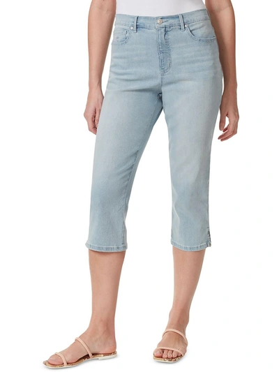 Gloria Vanderbilt Amanda Womens Cropped Light Wash Capri Jeans In Hydra Blue