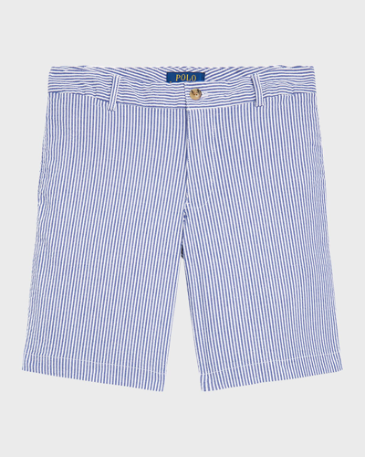 Ralph Lauren Kids' Boy's Seersucker Preppy Shorts In Blue Seersucker