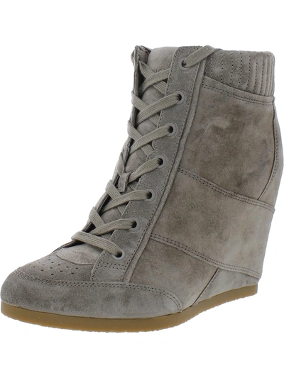 Veronica Beard Elissa Womens Suede Covered Heel Ankle Boots In Grey
