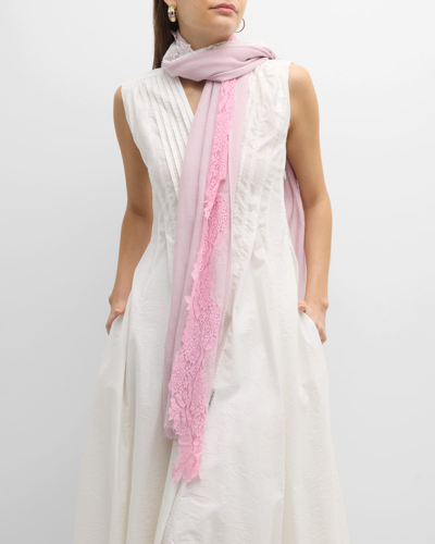 Bindya Accessories Lace Cashmere & Silk Evening Wrap In Rose
