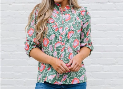 Michelle Mcdowell Kelly Top In Cobble Hill Olive In Multi