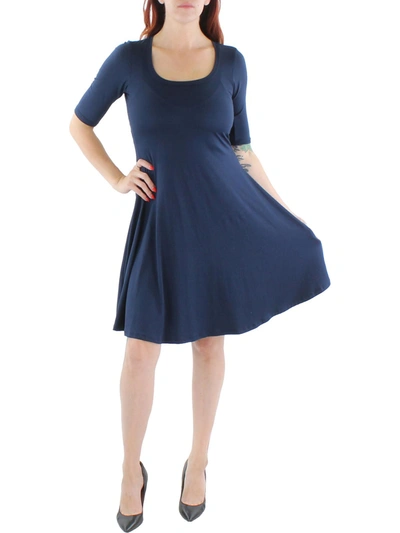 24seven Comfort Apparel Womens Knit Midi T-shirt Dress In Blue