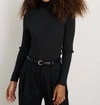 ALEX MILL CRISTY RIBBED TURTLENECK TOP IN CHARCOAL