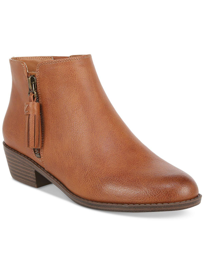 Zodiac Val Western Womens Faux Leather Stacked Heel Ankle Boots In Cognac Brown