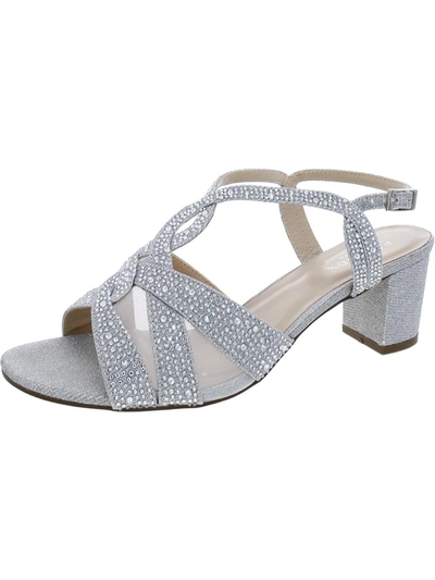 Paradox London Nadia Womens Embellished Ankle Strap Heels In Silver
