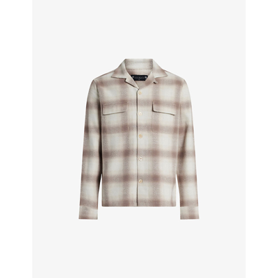 Allsaints Knoll Checked Relaxed Fit Shirt In Oatmeal Wt/chestnu