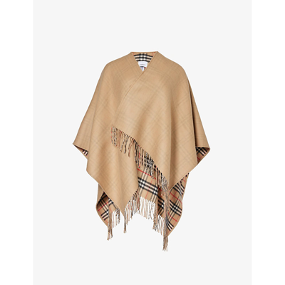 Burberry Womens Archive Beige Vintage Check Wool Cape