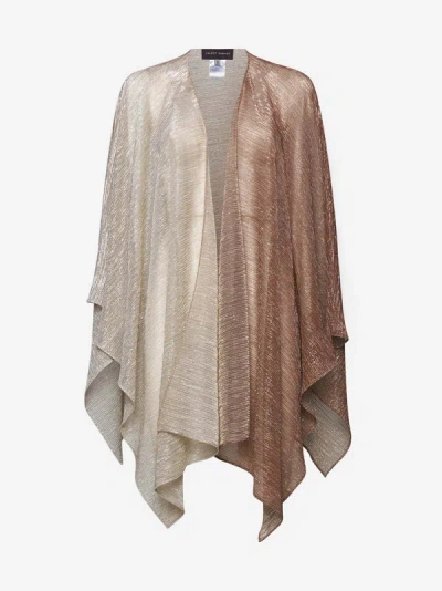 Talbot Runhof Lame' Knit Poncho In Greige