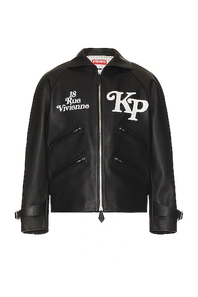 Kenzo By Verdy Leather Motorcycle Jacket In Black