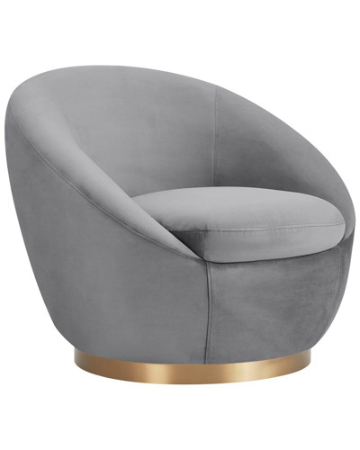 Armen Living Yves Velvet Swivel Accent Chair In Gray