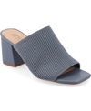 Journee Collection Womens Medium And Wide Width Lorenna Open Square Toe Block Heel Sandals In Blue- Polyester