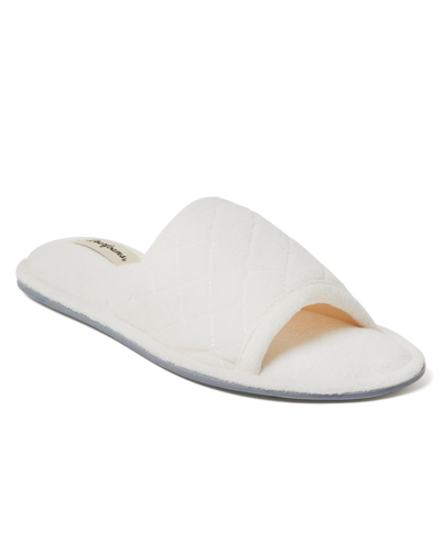 Dearfoams Women's Beatrice Microfiber Velour Side Gore Slide, Online Only In White