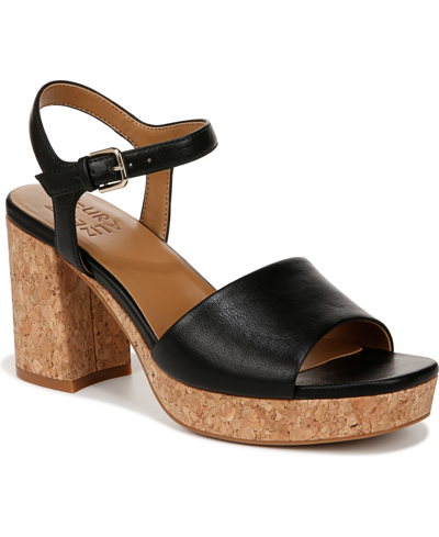 Naturalizer Lilly Platform Sandals In Black Faux Leather