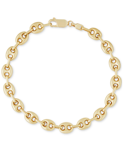 Macy's Men's Polished Mariner Link Chain Bracelet In 10k Gold In Yellow Gold
