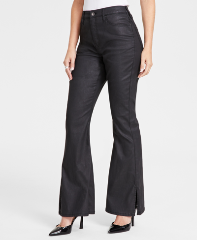 Inc International Concepts Women's High-rise Flare-leg Jeans, Created For Macy's In Black Coated