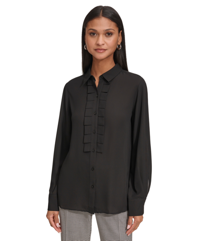 Karl Lagerfeld Paris Women's Ruffled Blouse In Black