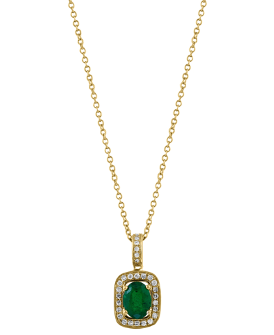 Effy Collection Effy Emerald (3/4 Ct. T.w.) & Diamond (1/8 Ct. T.w.) 18" Pendant Necklace In 14k Gold In Yellow Gold