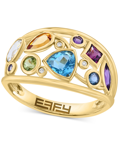 Effy Collection Effy Multi-gemstone (1-5/8 Ct. T.w.) & Diamond Openwork Statement Ring In 14k Gold