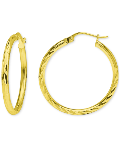 Giani Bernini Textured Small Hoop Earrings In 18k Gold-plated Sterling Silver, 25mm, Created For Macy's In Gold Over Silver