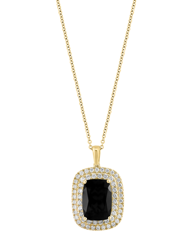 Effy Collection Effy Lab Grown Emerald (6-1/5 Ct. T.w.) & Lab Grown Diamond (1 Ct. T.w.) 18" Pendant Necklace In 14k In Yellow Gold