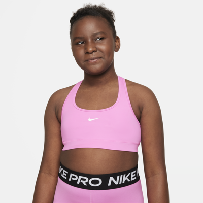 Nike Swoosh Big Kids' (girls') Sports Bra (extended Size) In Red