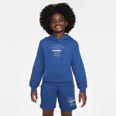 Nike Kids' Sportswear Club Embroidered Fleece Hoodie In Blue