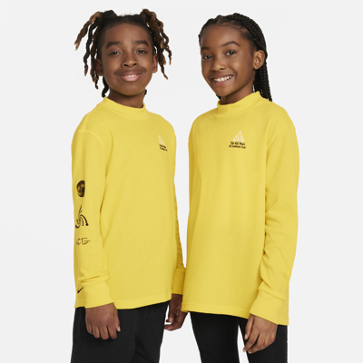 Nike Acg Big Kids' Loose Waffle Long-sleeve Top In Yellow