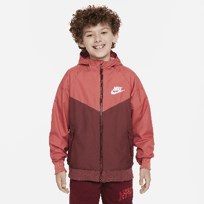 Nike Kids' Windrunner Water Repellent Hooded Jacket In Red