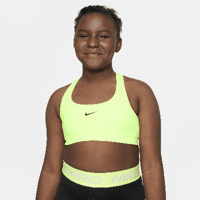 Nike Swoosh Big Kids' (girls') Sports Bra (extended Size) In Yellow