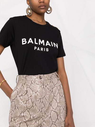 Balmain T-shirt  Paris In Black