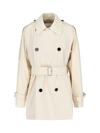 Burberry Short Cotton Gabardine Trench Coat In Cream