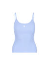 Courrèges Logo-embossed Ribbed-knit Tank Top In Light Blue