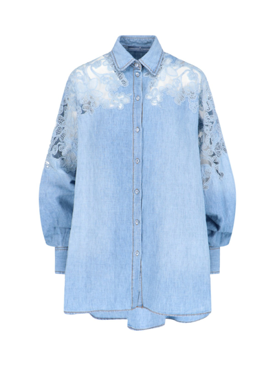Ermanno Scervino Denim Shirt In Light Blue