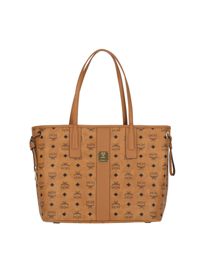 Mcm Liz Small Reversible Visetos Shopper Tote In Brown