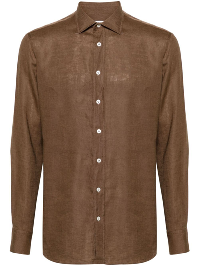 Lardini Linen Shirt In Brown