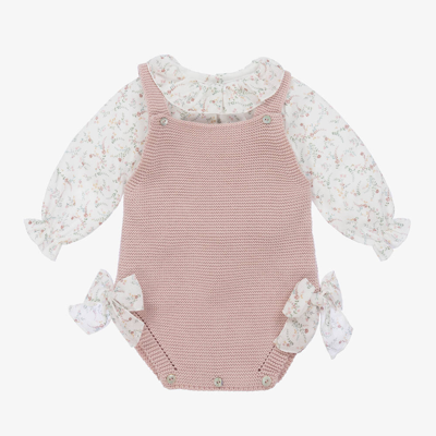 Mebi Baby Girls Pink Cotton Knit Shortie Set