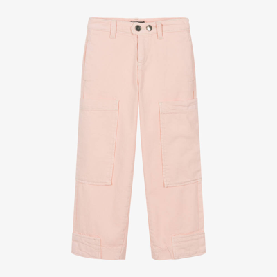 Emporio Armani Kids' Girls Pink Twill Wide-leg Trousers