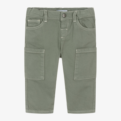 Emporio Armani Baby Boys Green Twill Cargo Trousers