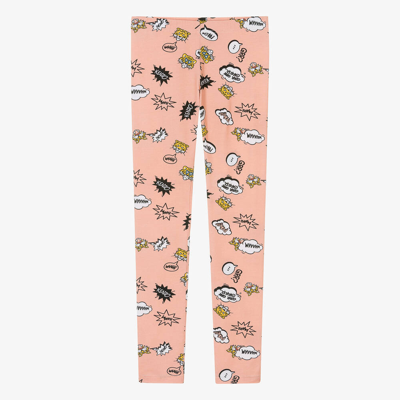 Kenzo Kids Teen Girls Pink Graphic Cotton Leggings