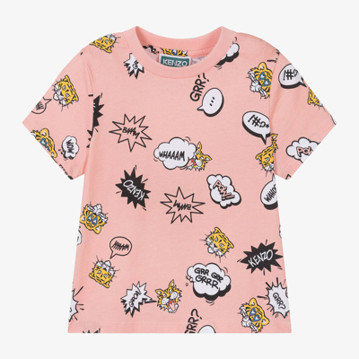 Kenzo Babies'  Kids Girls Pink Campus Cotton T-shirt