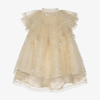 Junona Baby Girls Ivory Embroidered Tulle Dress