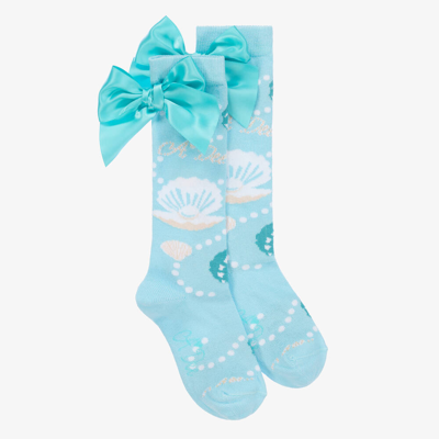A Dee Babies' Girls Blue Seashell Cotton Socks