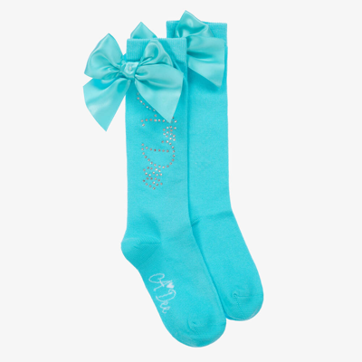 A Dee Babies' Girls Blue Cotton Bow Socks
