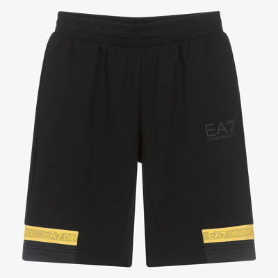 Ea7 Emporio Armani Teen Boys Black Cotton Jersey Shorts